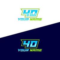 Number logo with fast speed lines. Vector sport style typeface, sports club.