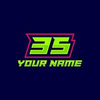 Number logo with fast speed lines. Vector sport style typeface, sports club.