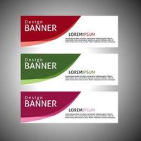 abstract banner design, rectangular layout template with three color options, vector