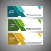 abstract banner design, rectangular layout template with three color options, vector