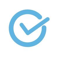 check symbol in blue color, check sign icon. Vector illustration