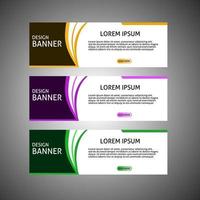 abstract banner design, rectangular layout template with three color options, vector