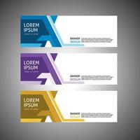 abstract banner design, rectangular layout template with three color options, vector