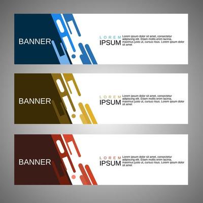 abstract banner design, rectangular layout template with three color options,