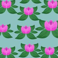 beautiful green background flower and leaf pattern vector