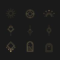 Minimal boho linear symbols. Set of celestial mystic element. Vector line art illustration.