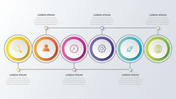 Presentation business infographic template with 6 options vector illustration