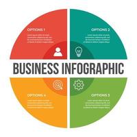 Plantilla de infografía empresarial de presentación con 4 opciones. ilustración vectorial. vector