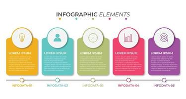 Presentation business infographic template with 5 options vector illustration