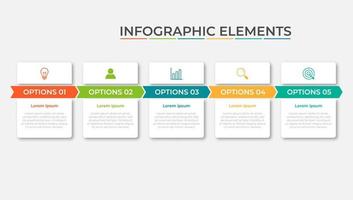 Presentación plantilla de infografía empresarial con 5 opciones. vector