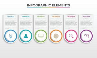 Presentation business infographic template with 6 options. Vector illustration.