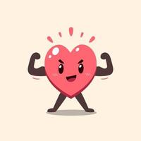 Vector cartoon cute strong heart character