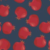 Pattern pomegranate on a blue background. Dark blue color. vector