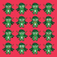 cute female monster icon set vector