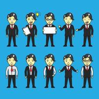 office man character icon set vector