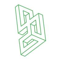 Illusion green shapes. 3d geometry. Optical illusion figures. Sacred geometry objects. vector