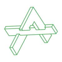 Illusion shape. 3d geometry object. Logo. Optical illusion figure. Sacred geometry. Optical art. vector