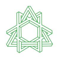 Impossible shapes. Optical illusion. Sacred geometry figure. Abstract eternal geometric object. Impossible endless outline. Optical art. Impossible geometry shape on a white background. vector