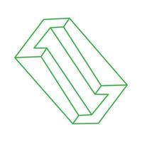 Impossible shapes. Optical illusion. Sacred geometry figure. Logo. Abstract eternal geometric object. Impossible endless outline. Optical art. Impossible geometry shape on a white background. vector
