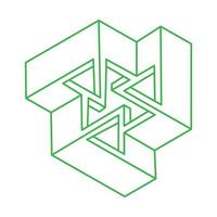 Impossible optical illusion shapes. Logo. Optical art objects. Impossible figures. Line art. Unreal geometric object. vector