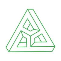 Impossible shape. Sacred geometry triangle. Optical illusion logo. Abstract eternal geometric object. Impossible endless outline. Op art. Impossible geometry shape on a white background. vector