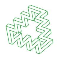 Impossible shapes. Sacred geometry figures. Optical illusion. Abstract eternal geometric objects. Impossible endless outline. Line art. Optical art. Impossible geometry shape on a white background. vector