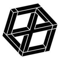 Impossible cube. Unreal geometry figure. Impossible shape. Optical illusion object. Optical art. vector