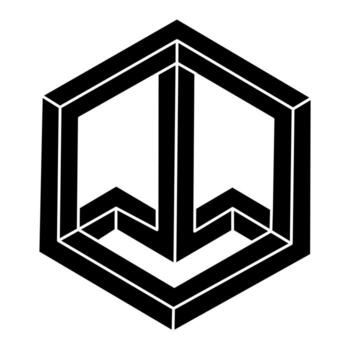 Impossible shape. Web design element. Optical illusion object. Geometric figure. vector