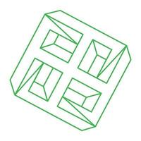 Impossible shape. Logo. Sacred geometry figure. Optical illusion. Abstract eternal geometric object. Impossible endless outline. Line art. Optical art. Impossible geometry shape on a white background. vector