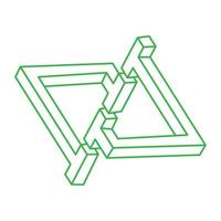 Impossible shapes. Sacred geometry. Optical illusion logo. Abstract eternal geometric objects. Optical art. Impossible geometry symbol on a white background. Line art. vector
