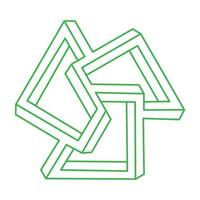 Impossible shapes, optical illusion figure, vector. Optical art objects. Geometry logo. vector