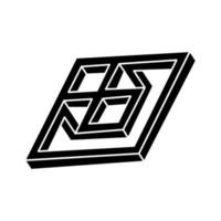 Unreal geometry. Impossible shape logo design, optical illusion object. Optical art figure. vector