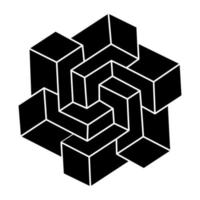 Impossible shape. Web design element. Optical illusion object. Geometric figure. vector