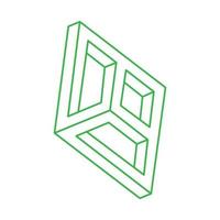 Illusion shapes. 3d geometry. Optical illusion green figure. Sacred geometry logo. vector