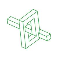 Impossible shapes. Optical illusion. Sacred geometry figure. Abstract eternal geometric objects. Impossible endless outline logo. Optical art. Impossible geometry shape on a white background. vector