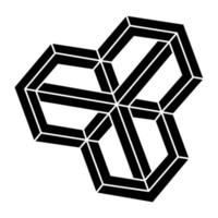 Impossible optical illusion shape. Sacred geometry. Impossible figure. Optical art object. vector