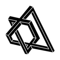 Impossible object. Line geometric shape. Optical illusion figure. vector