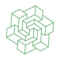 Optical illusion objects. Sacred geometric figures. Optical art. Impossible shapes. vector