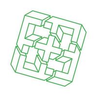 Impossible shapes. Sacred geometry. Optical illusion. Logo. Abstract eternal geometric objects. Optical art. Impossible geometry symbol on a white background. Line art. vector