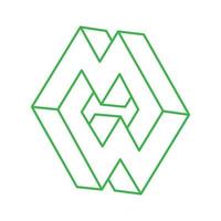 Illusion shapes. 3d geometry logo. Optical illusion figures. Sacred geometry objects. vector