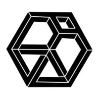 Impossible hexagon. Unreal geometric figure. Impossible shape. Optical illusion object. Optical art. vector