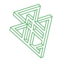 Impossible optical illusion shapes. Logo. Optical art objects. Impossible green figure. Unreal geometric object. vector