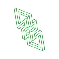Impossible shapes. Optical illusion. Sacred geometry figure. Abstract eternal geometric object. Logo. Impossible endless outline. Optical art. Impossible geometry shape on a white background. vector