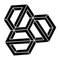 Impossible shape logo design, optical illusion object. Optical art figure. Unreal geometry. vector