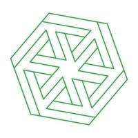 Impossible shape. Sacred geometry. Optical illusion figure. Abstract eternal geometric object. Impossible endless outline shapes. Op art. Impossible geometry shape on a white background. Line art. vector