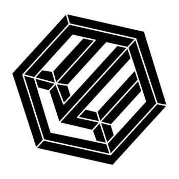 Impossible shape. Web design element. Unreal geometric figure. Optical illusion object. vector