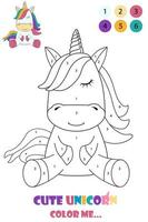 Black and white drawing of a unicorn for coloring. Cute unicorn for coloring book. Coloring by numbers. Logo color me. vector