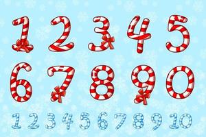 Candy numbers set. Sweet lollipop figure. Numbers for event, promo, logo, banner, monogram and poster. Each number on separate layers. vector