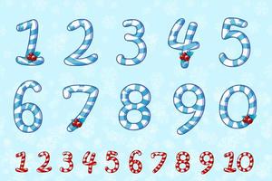 Candy numbers set in blue. Sweet lollipop figure. Numbers for event, promo, logo, banner, monogram and poster. Each number on separate layers. vector