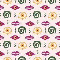 Abstract seamless pattern with lips and eyes. Hand drawn organic shapes for fabric, wrapping paper, textile, wallpaper, home apparel and much more. vector